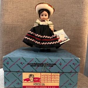 Madame Alexander Collectible Mexican Doll, Original Box, Price Sticker & Booklet